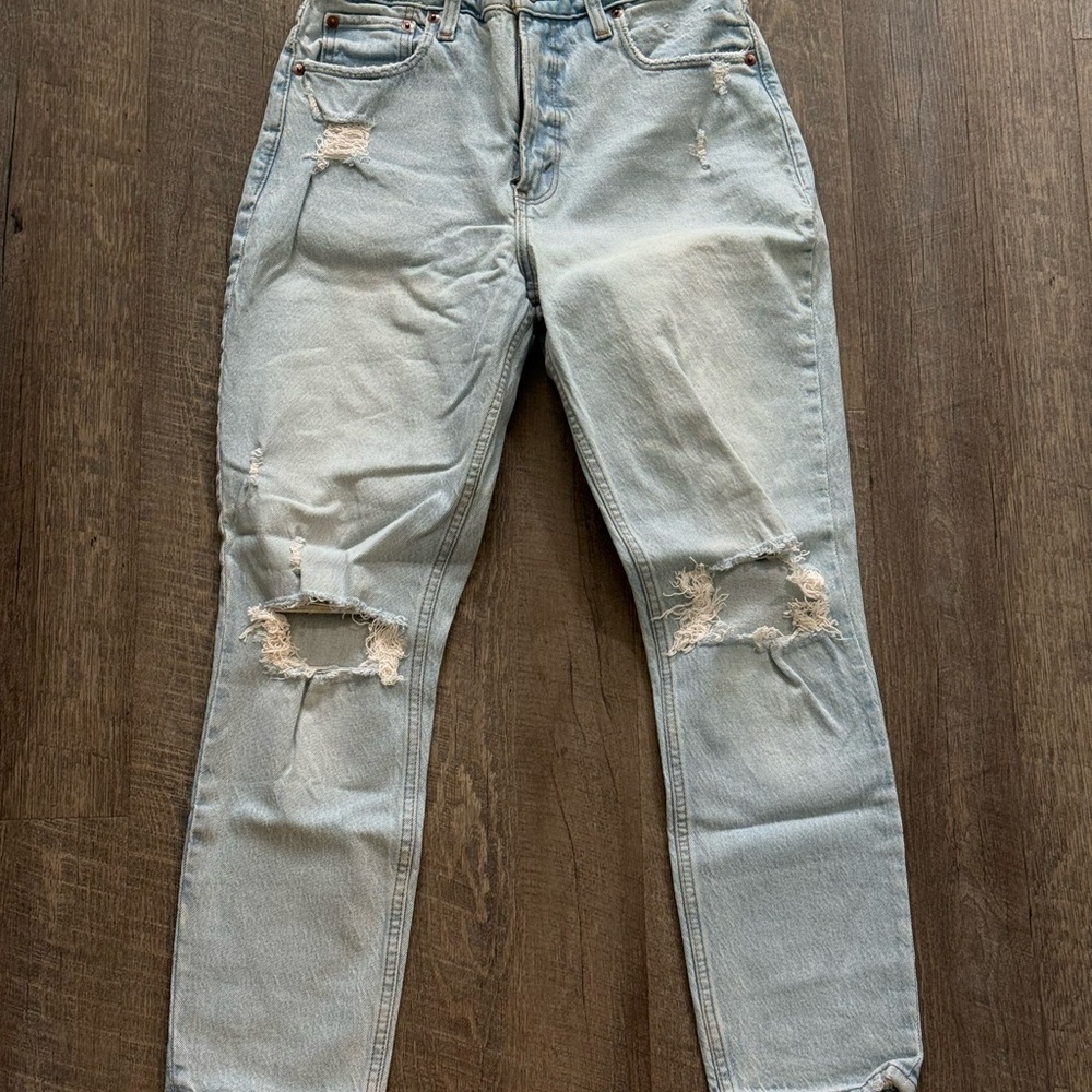 Abercrombie & Fitch Light Blue Distressed Skinny Jeans